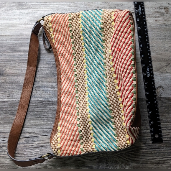 Red, Blue, Cream, and Brown Stripe and Checkered Pattern John Romaine Bag - Picture 5 of 7